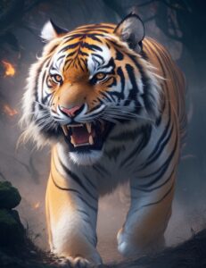 A frightening tiger