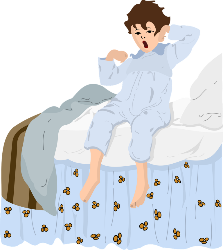 boy waking up in the morning