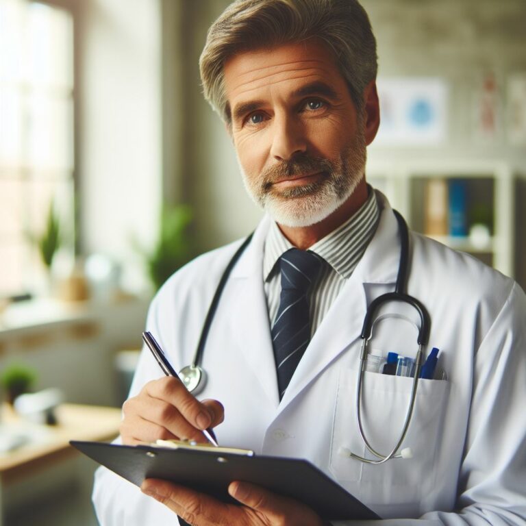 doctor with clipboard
