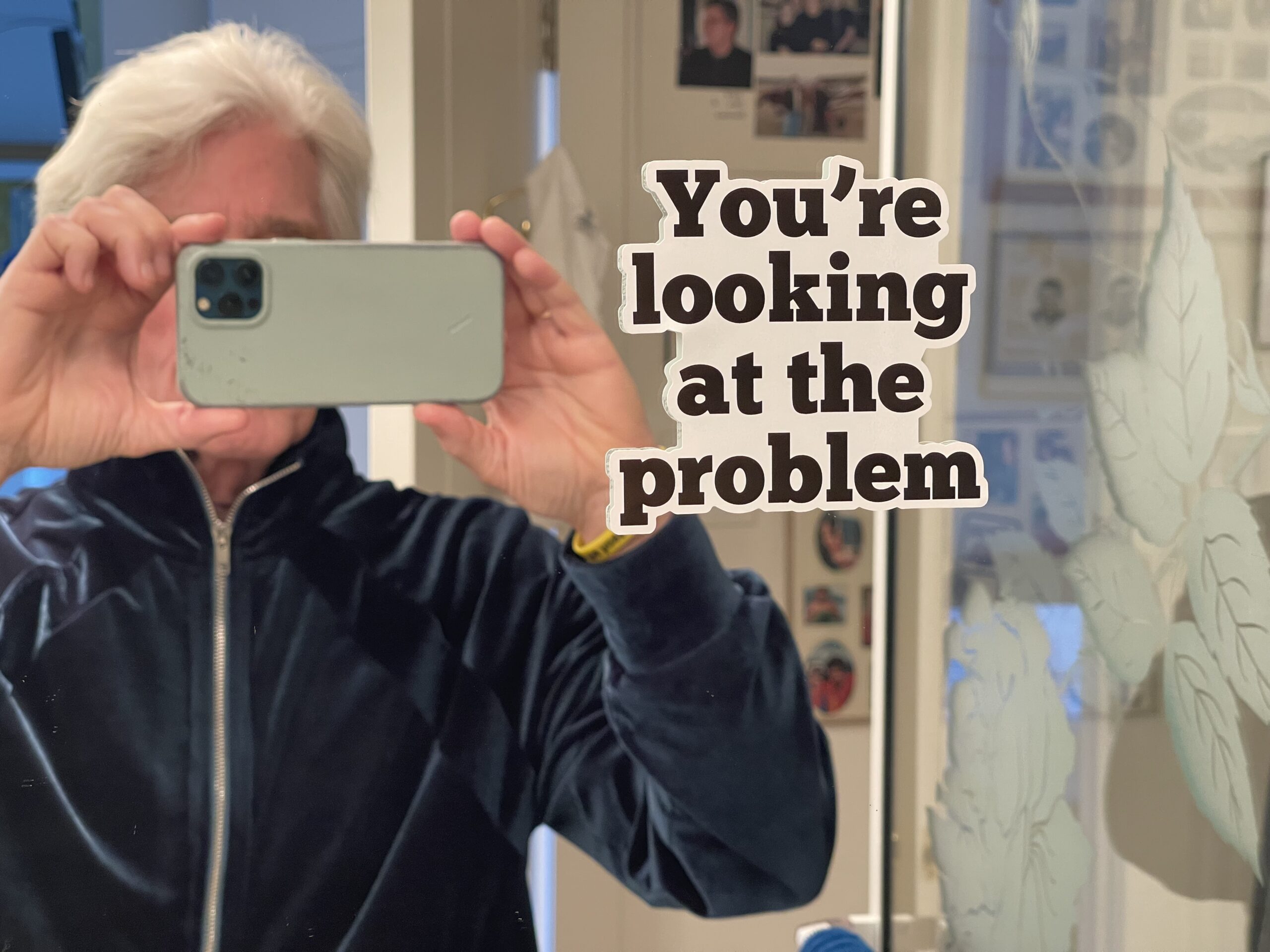 bathroom mirror sticker you're looking at the problem