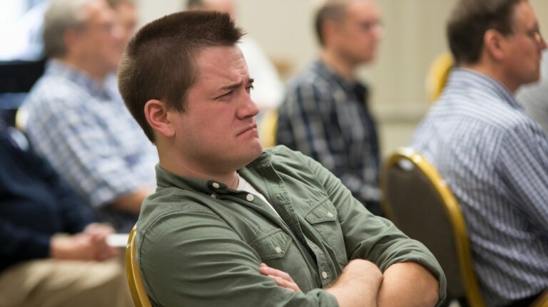 man slumped in chair bored and complacent