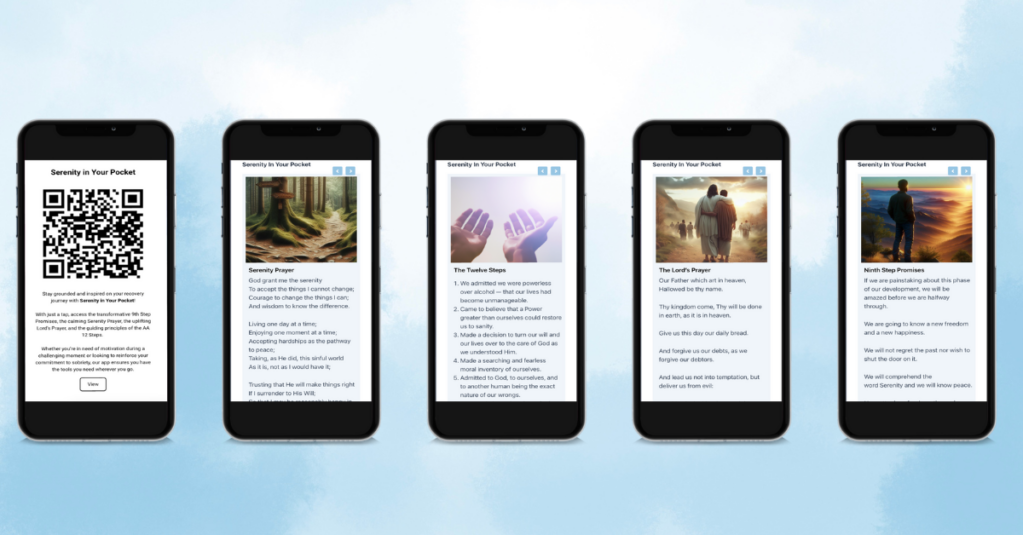 screenshots of serenity in your pocket web app