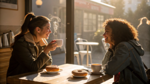 two women meet for coffee