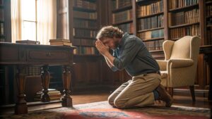 man praying on knees