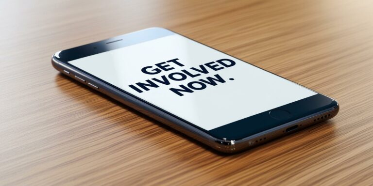smartphone saying get involved now