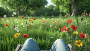 aa recovery meditation and prayer in a lush meadow