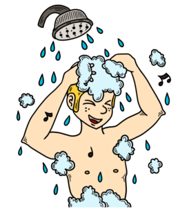 person taking a shower