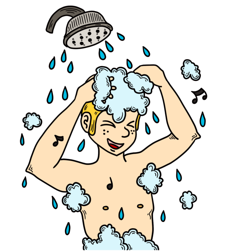 person taking a shower